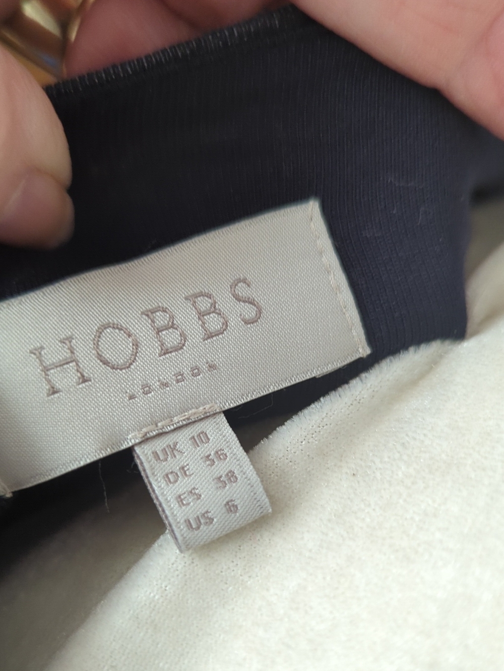 Hobbs London Black Wrap Dress Blue Floral Print Dark Academia V Neck Knit Sz 6 - Picture 2 of 7